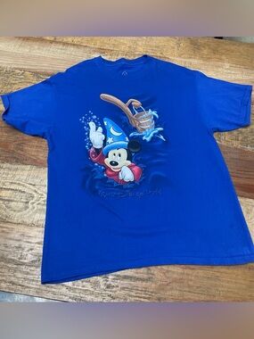 Vintage Mickey Mouse Fantasia Shirt Large Disney Sorcerer blue
